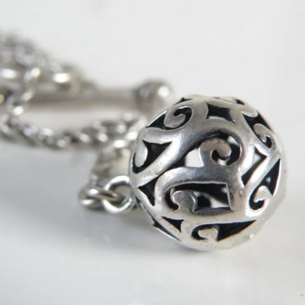 Silpada Simple Delight Sterling Silver Filigree Ball Lariat Chain Necklace N1619 - Picture 2 of 4